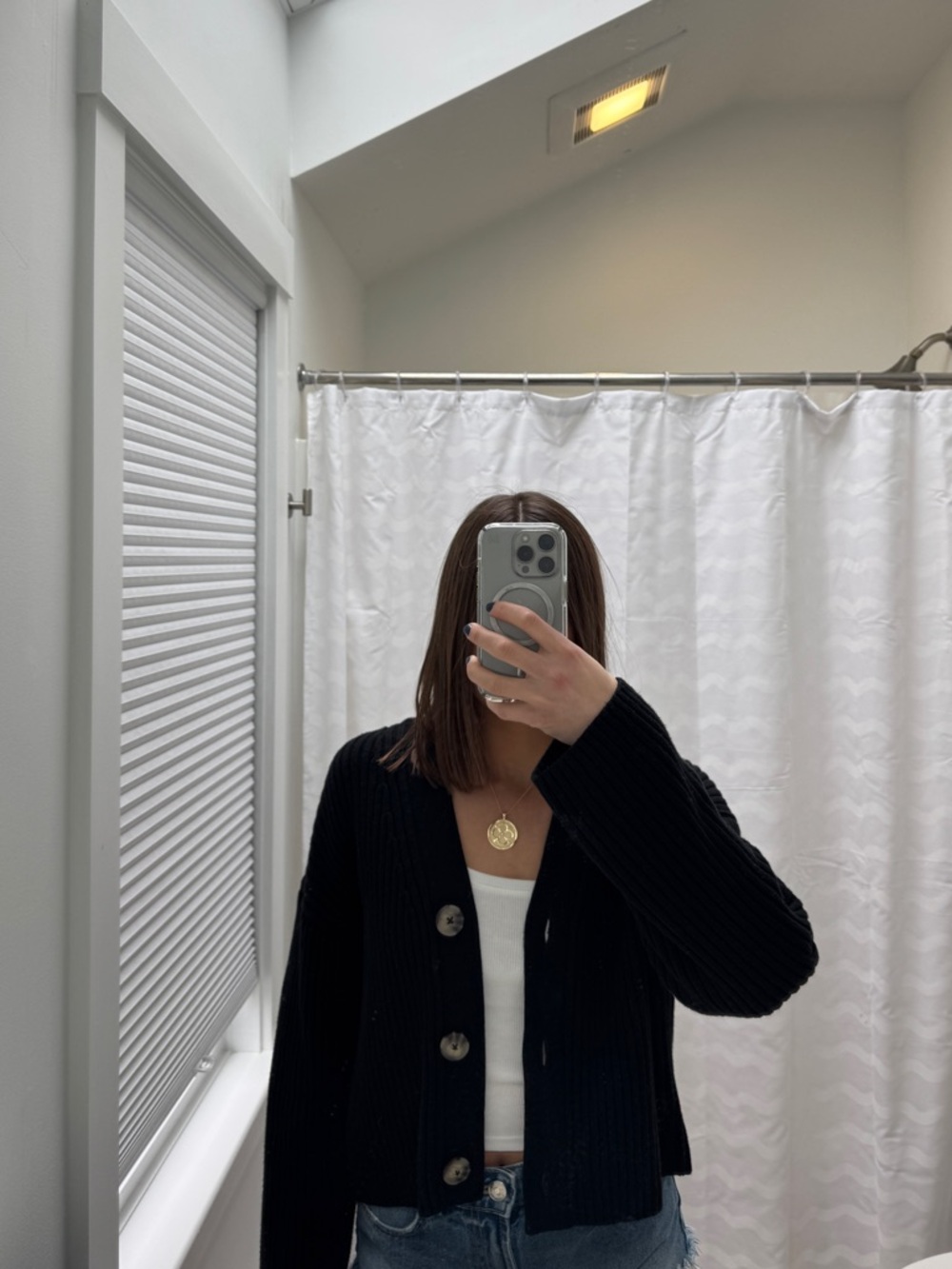 H&M Black Ribbed V-Neck Cardigan